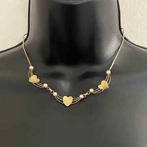 Vintage 12K Gold Filled Heart Necklace with Pearls